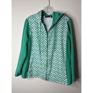 Susan Graver Weekend Women’s Hoodie Jacket Size large full zip green